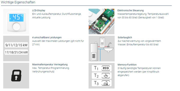 Elektronische Durchlauferhitzer Kospel KDE3  -  9 bis 27 kW